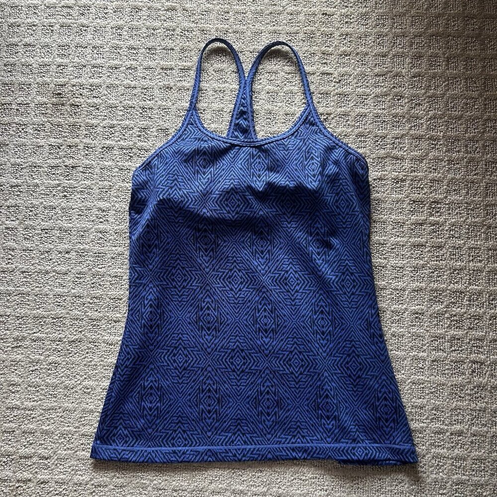 EMS‎ Eastern Mountain Sports Womans XS Sport Workout Shirt Blue Black Racer Back